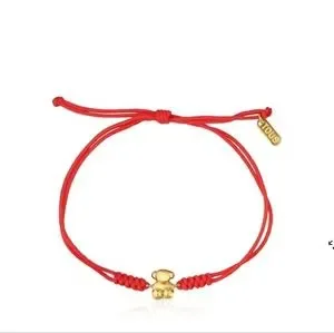 Tous Jewelry Tous Gold Bear Charm Red Cord Bracelet Poshmark